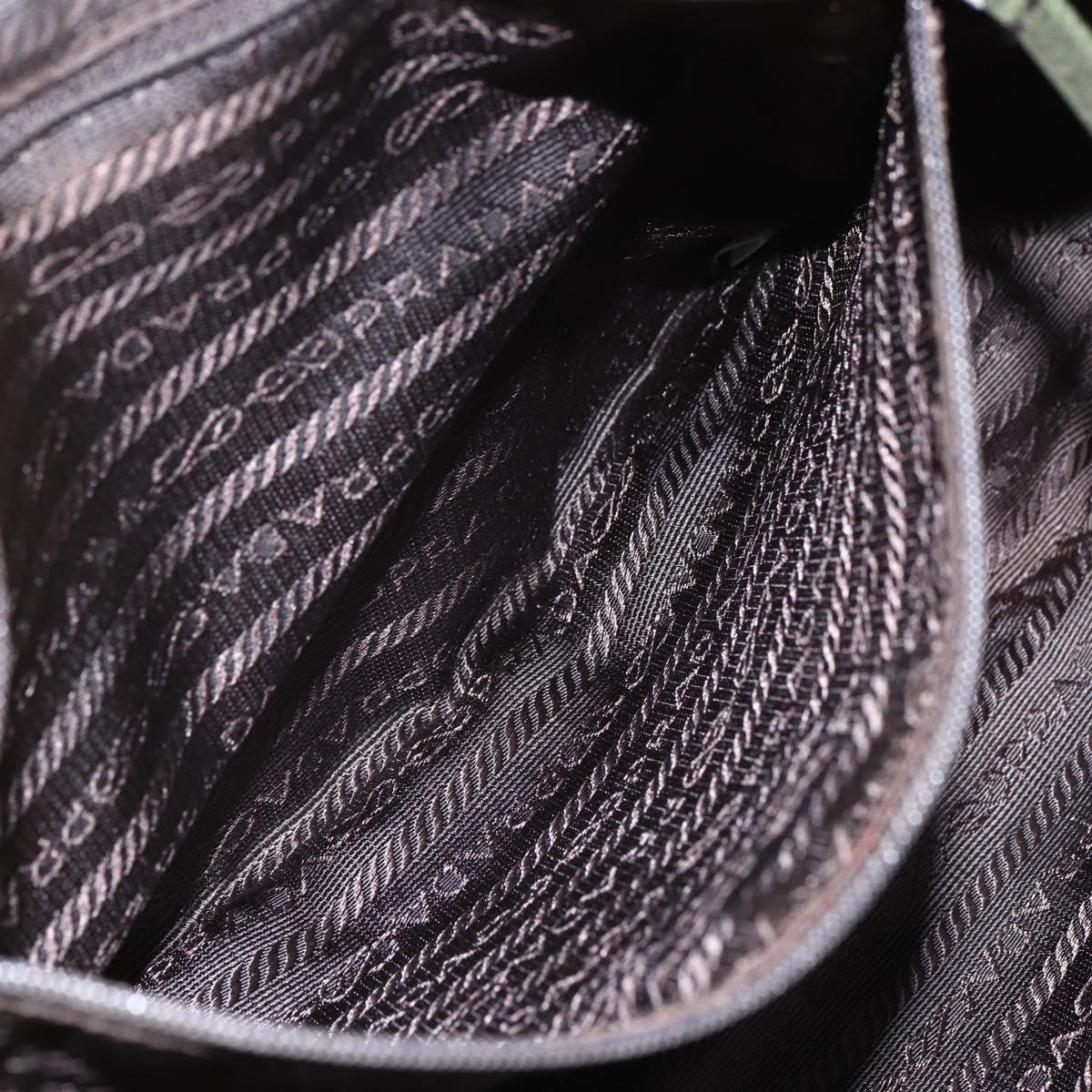 PRADA Shoulder Bag Nylon Brown Silver Auth 155945