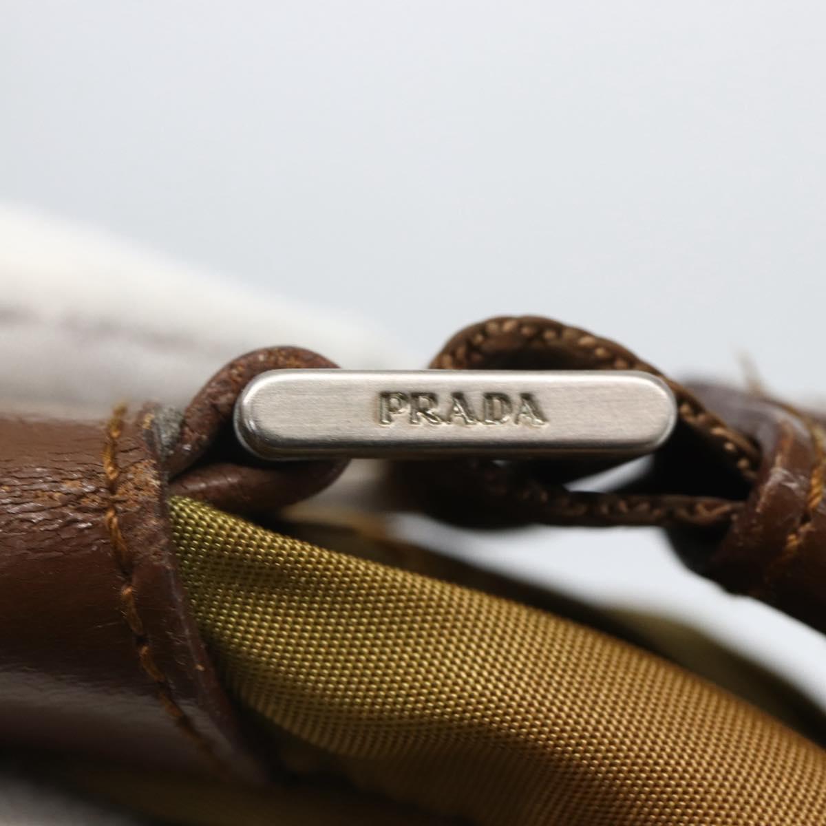 PRADA Shoulder Bag Nylon Brown Silver Auth 155945