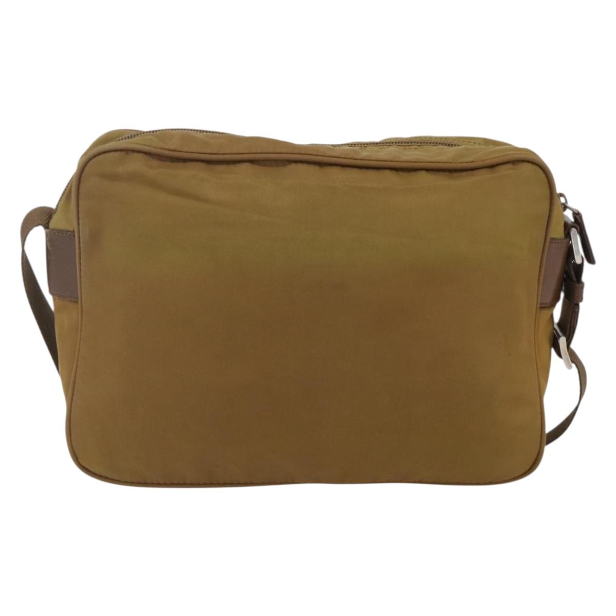PRADA Shoulder Bag Nylon Brown Silver Auth 155945