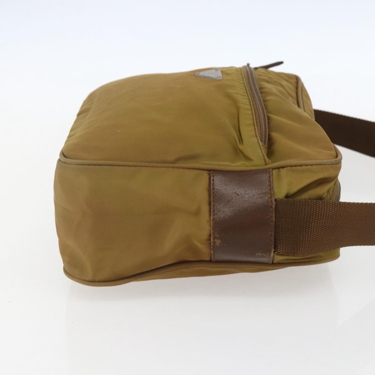 PRADA Shoulder Bag Nylon Brown Silver Auth 155945