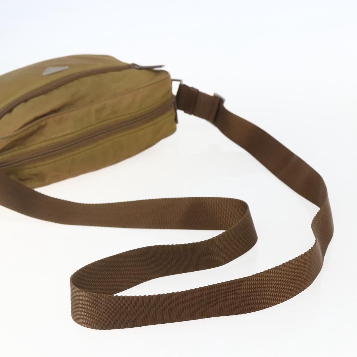 PRADA Shoulder Bag Nylon Brown Silver Auth 155945