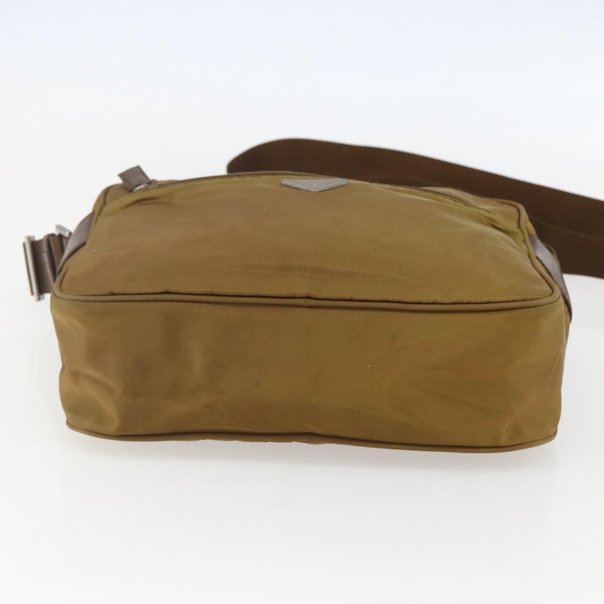 PRADA Shoulder Bag Nylon Brown Silver Auth 155945
