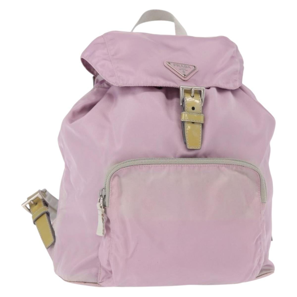 PRADA Backpack Nylon Pink Silver Auth 155946