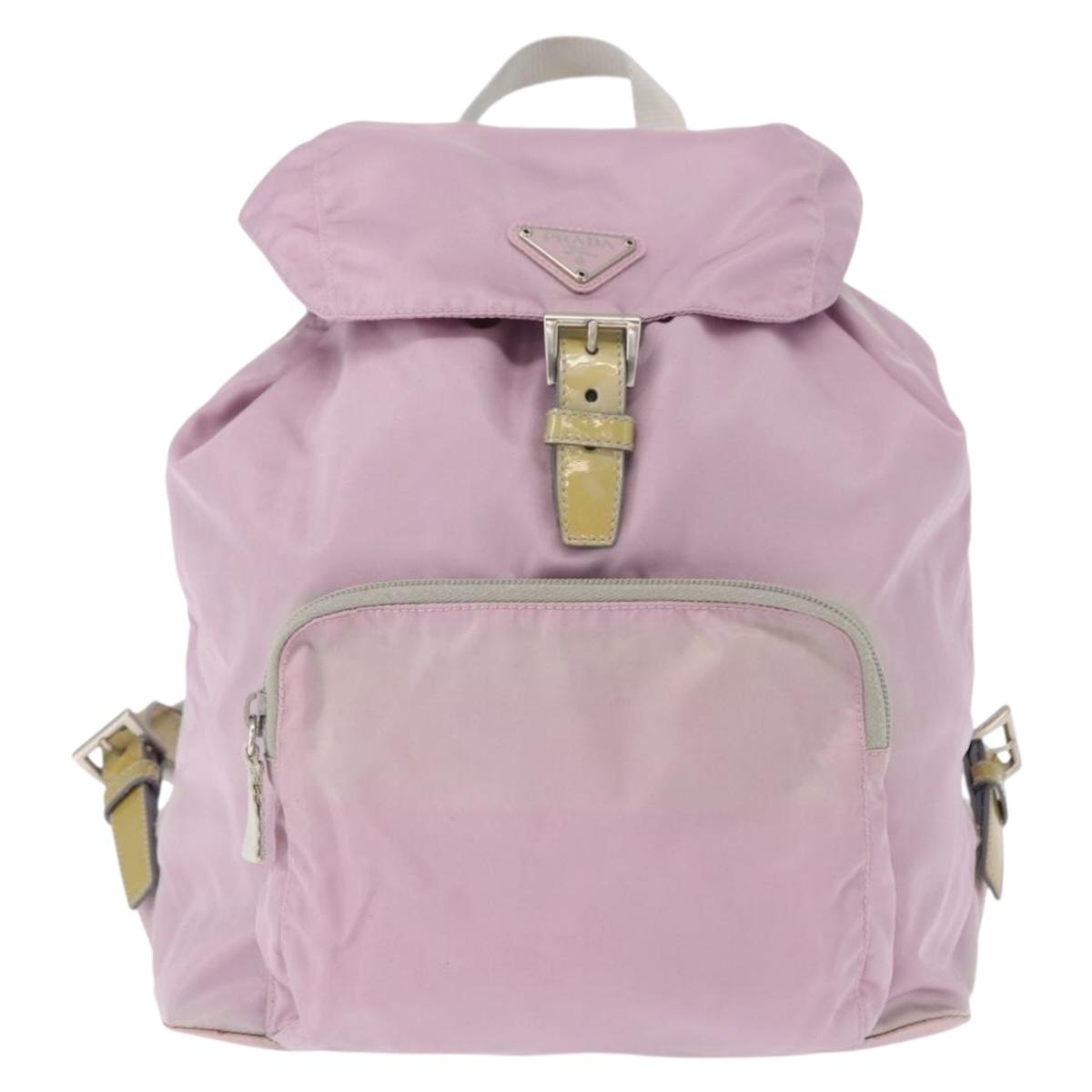 PRADA Backpack Nylon Pink Silver Auth 155946