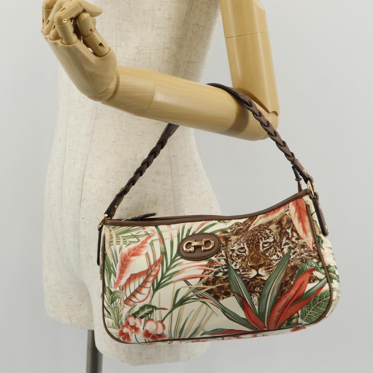 Salvatore Ferragamo Shoulder Bag Nylon Multicolor Gold Auth 155947V