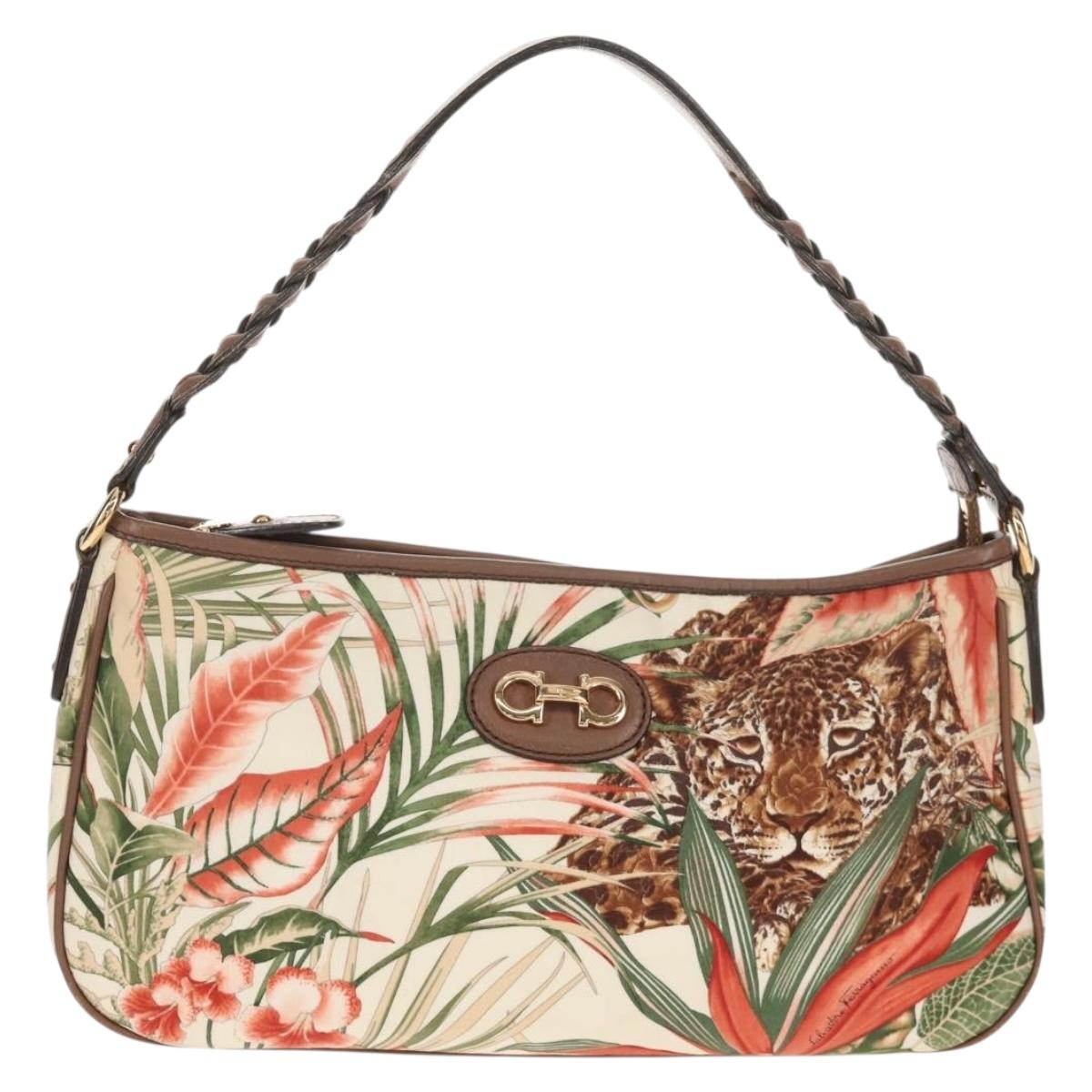 Salvatore Ferragamo Shoulder Bag Nylon Multicolor Gold Auth 155947V