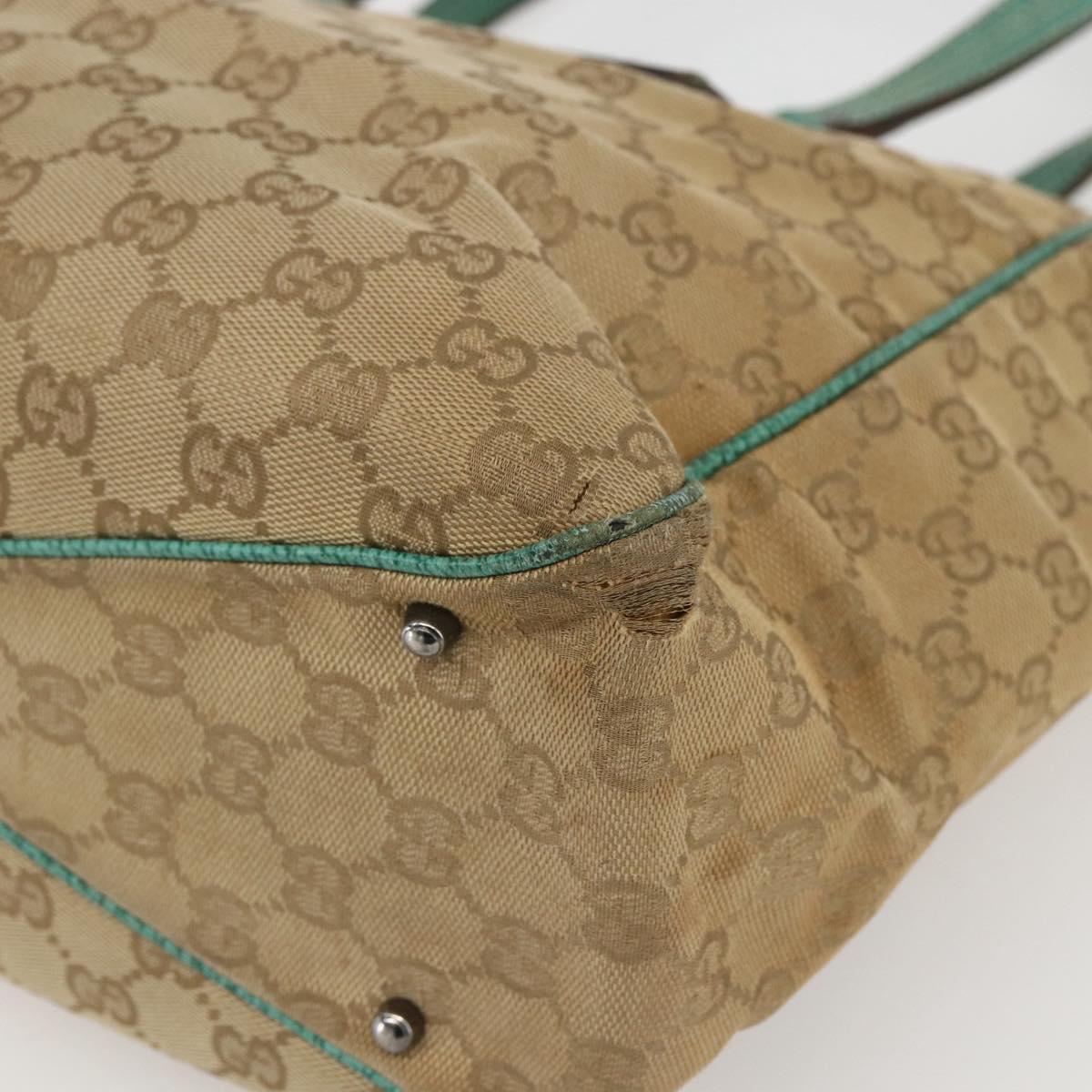 GUCCI GG Canvas Tote Bag Beige Silver 113017 Auth 155950