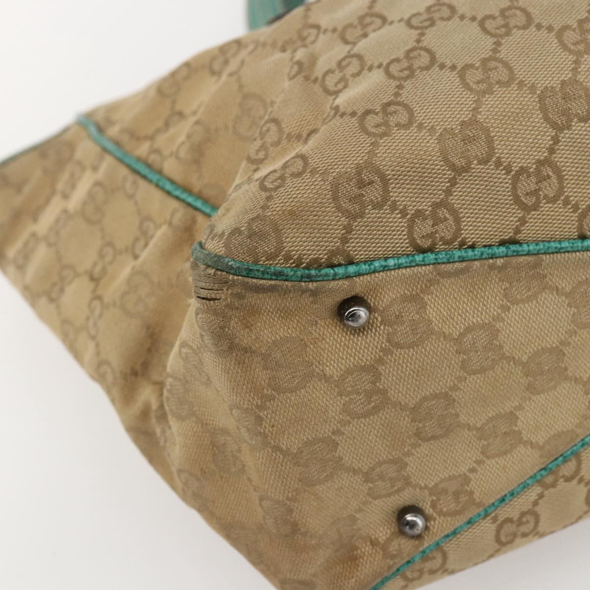 GUCCI GG Canvas Tote Bag Beige Silver 113017 Auth 155950