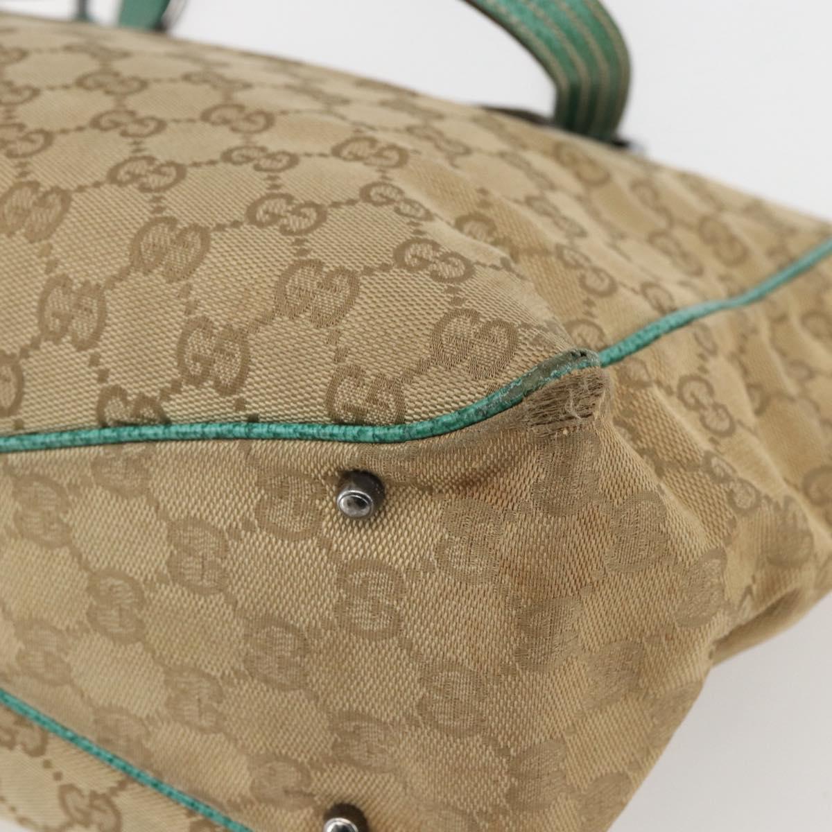 GUCCI GG Canvas Tote Bag Beige Silver 113017 Auth 155950