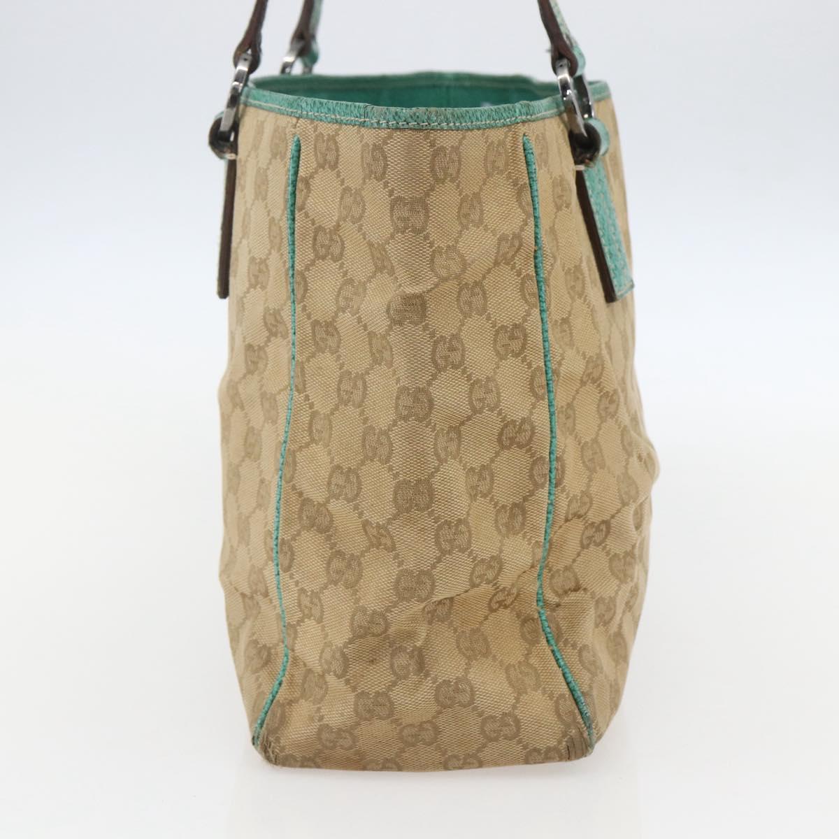 GUCCI GG Canvas Tote Bag Beige Silver 113017 Auth 155950