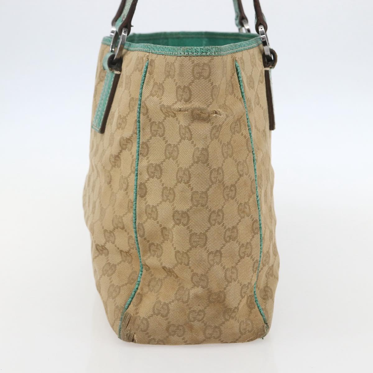 GUCCI GG Canvas Tote Bag Beige Silver 113017 Auth 155950