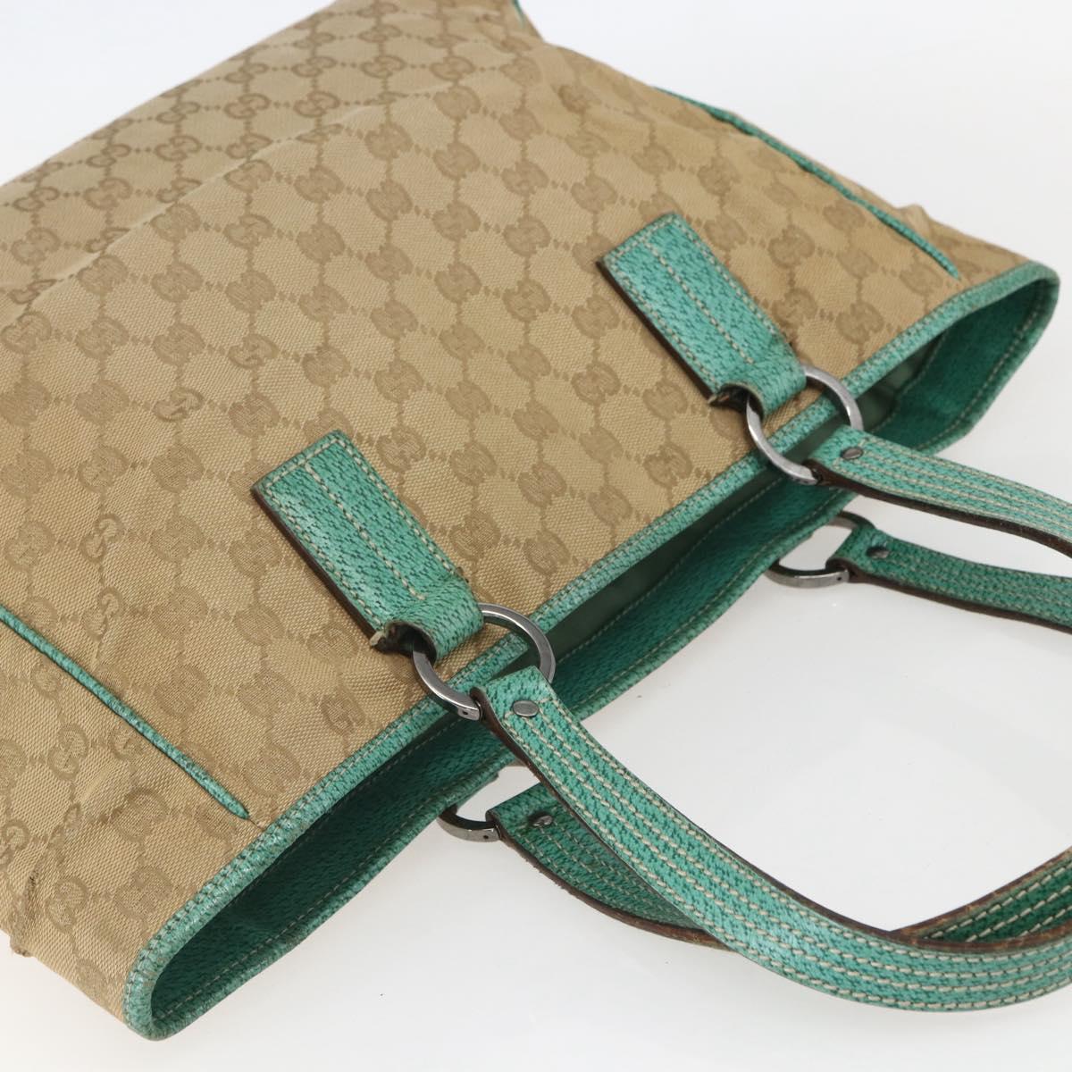 GUCCI GG Canvas Tote Bag Beige Silver 113017 Auth 155950