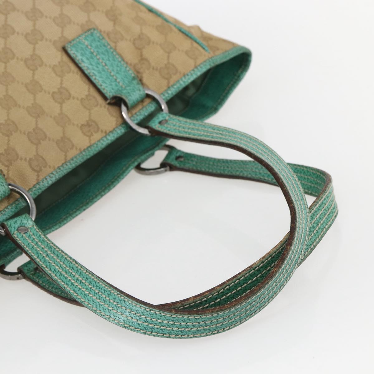 GUCCI GG Canvas Tote Bag Beige Silver 113017 Auth 155950