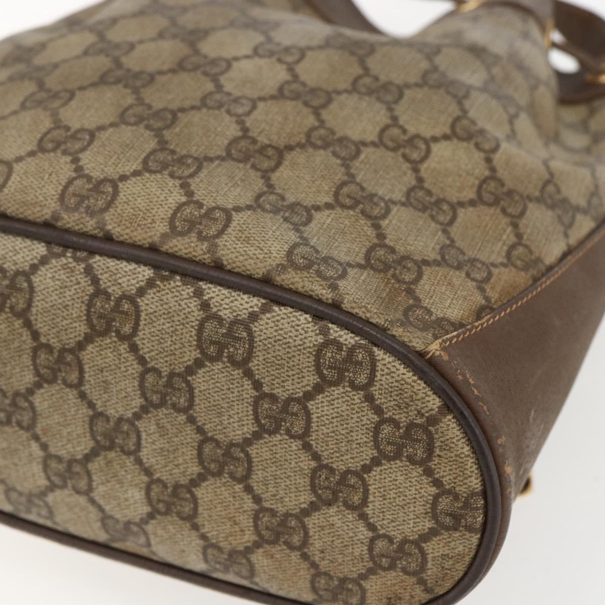 GUCCI GG Supreme Web Sherry Line Bag PVC Beige Gold 164 02 034 Auth 155951