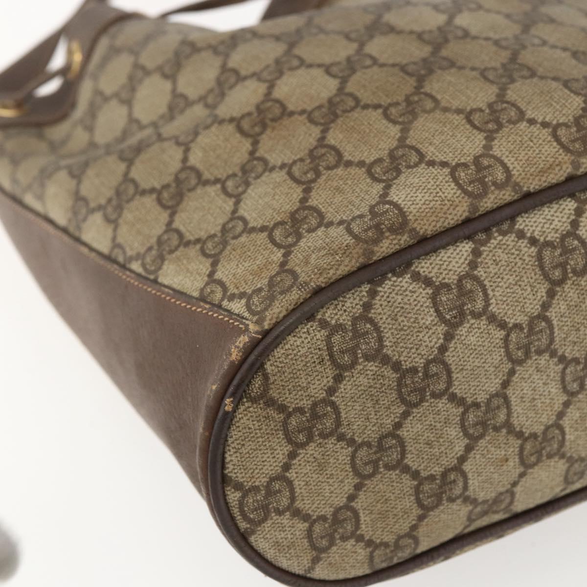 GUCCI GG Supreme Web Sherry Line Bag PVC Beige Gold 164 02 034 Auth 155951