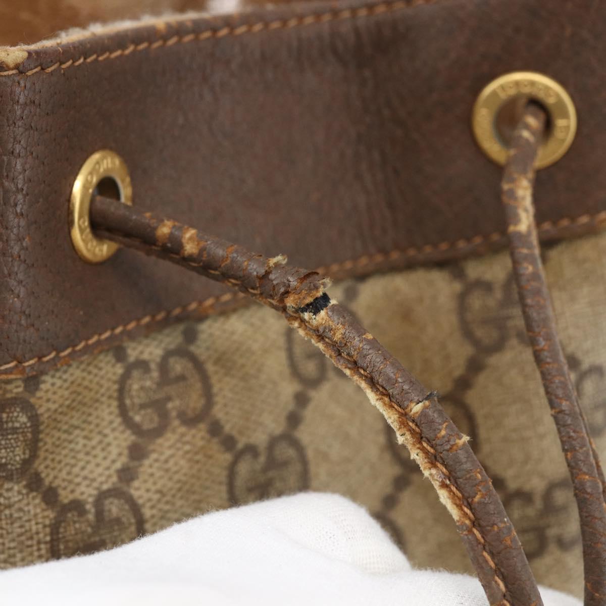 GUCCI GG Supreme Web Sherry Line Bag PVC Beige Gold 164 02 034 Auth 155951