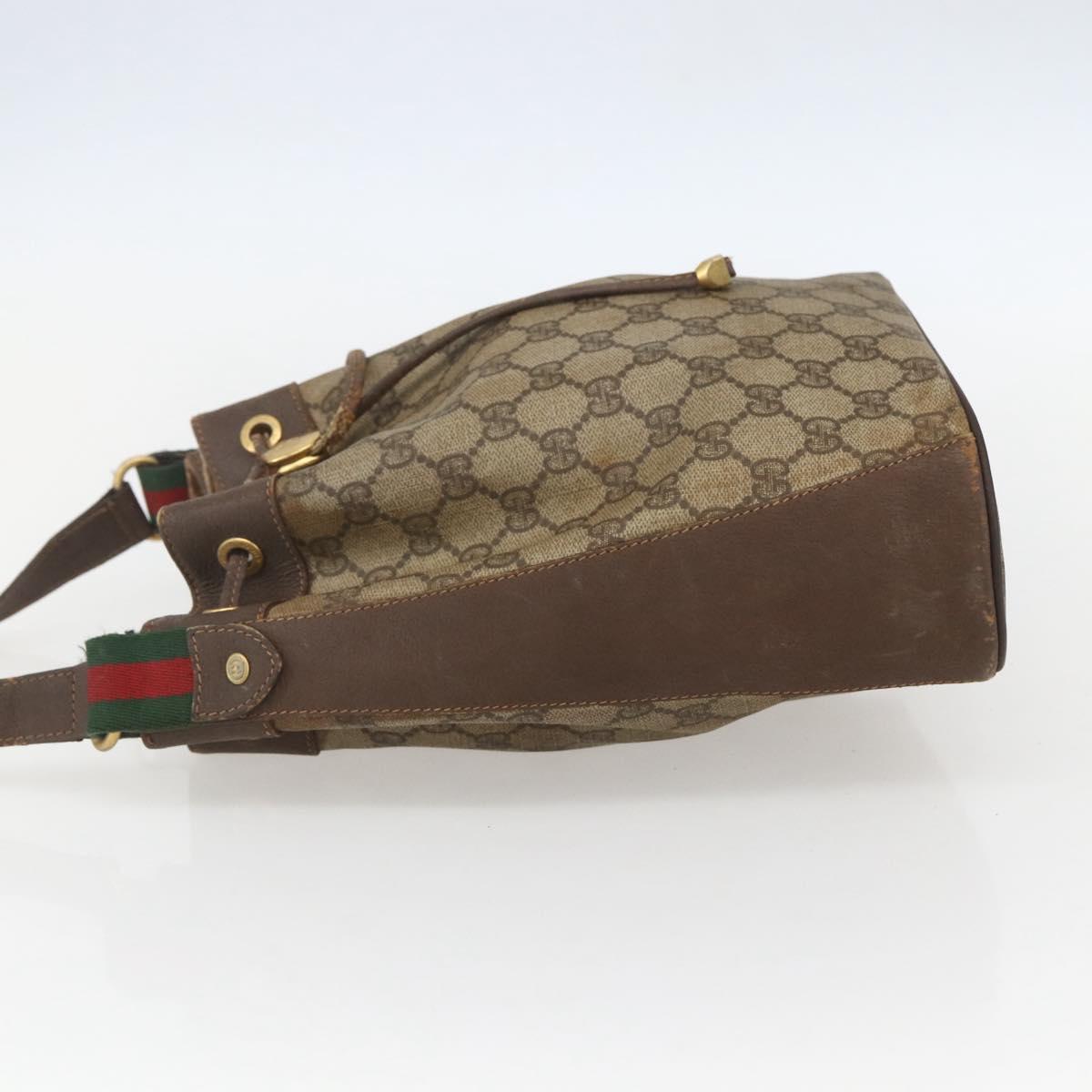 GUCCI GG Supreme Web Sherry Line Bag PVC Beige Gold 164 02 034 Auth 155951