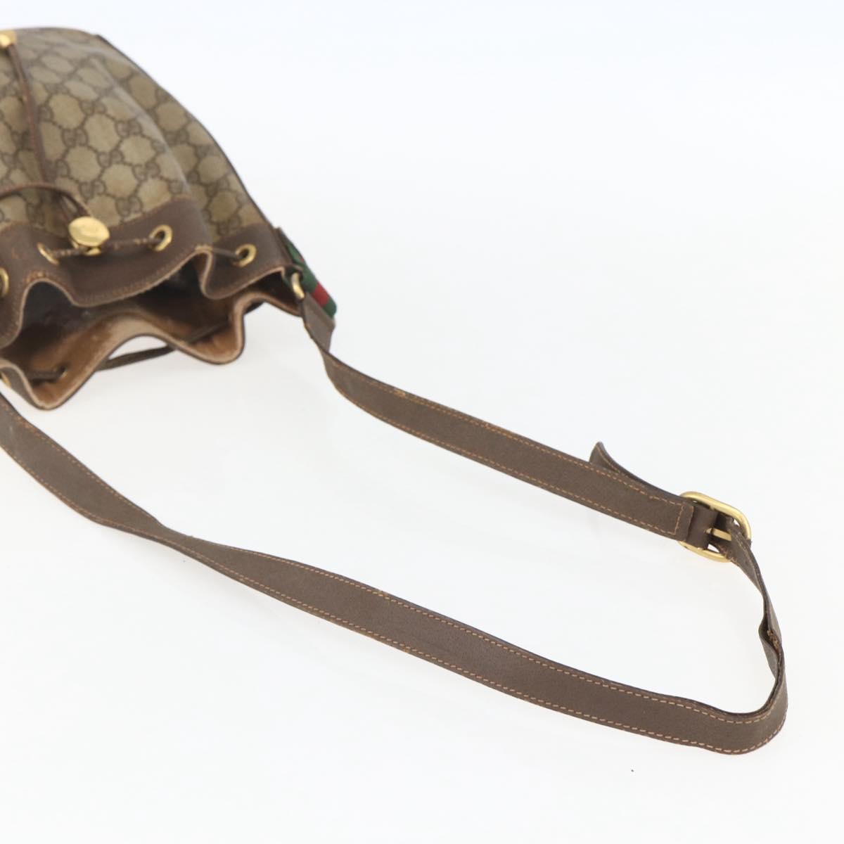 GUCCI GG Supreme Web Sherry Line Bag PVC Beige Gold 164 02 034 Auth 155951