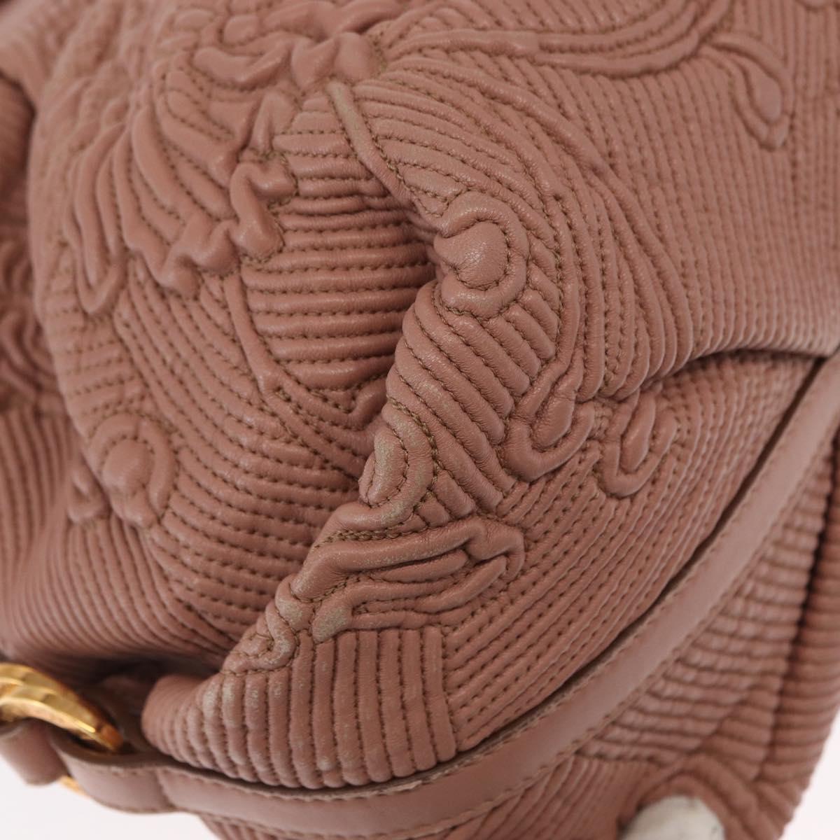 BVLGARI Chandra Shoulder Bag Leather Pink Gold Auth 155952