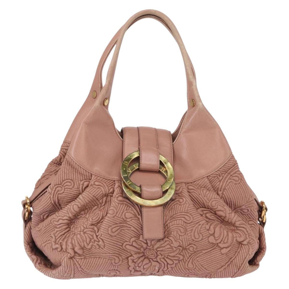 BVLGARI Chandra Shoulder Bag Leather Pink Gold Auth 155952