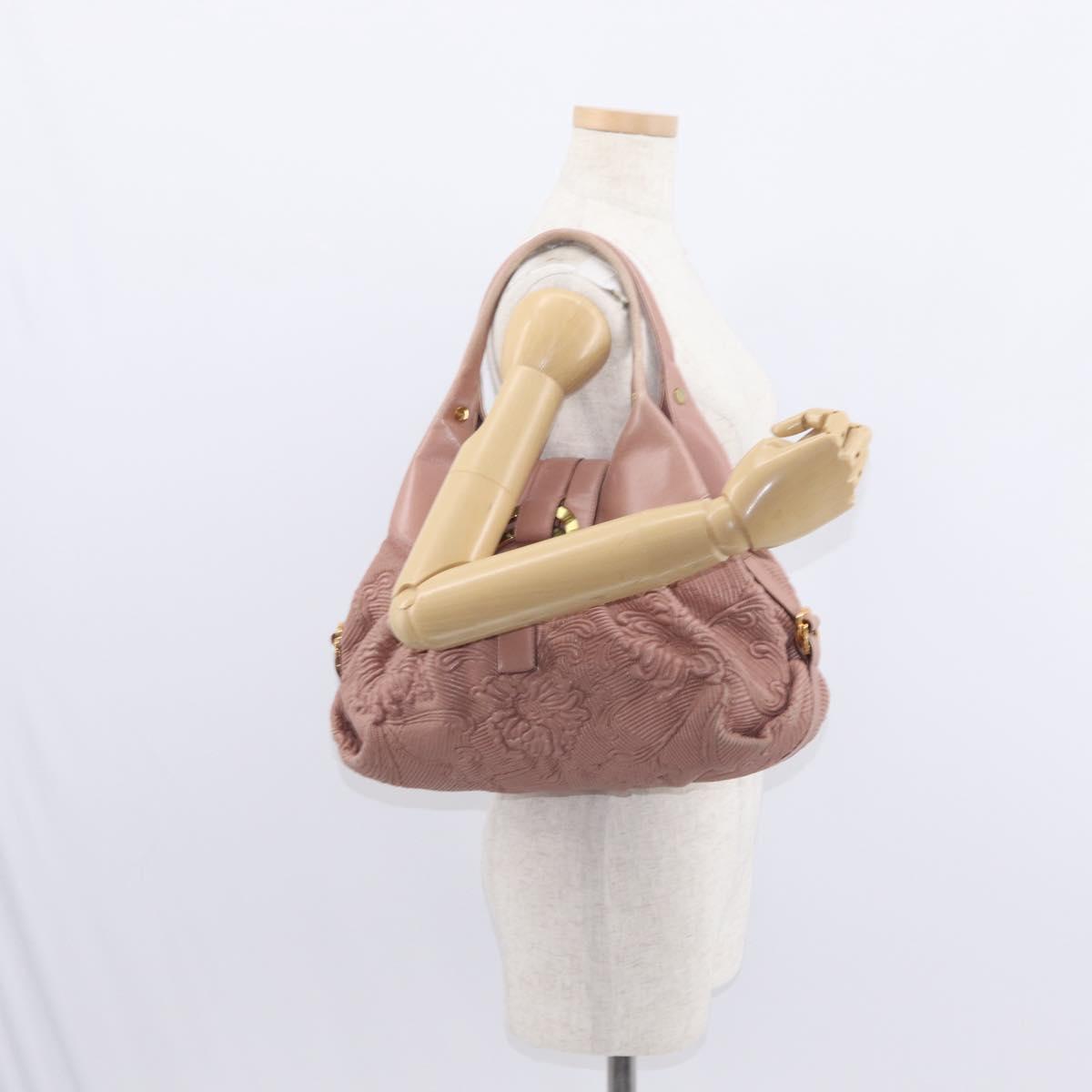 BVLGARI Chandra Shoulder Bag Leather Pink Gold Auth 155952