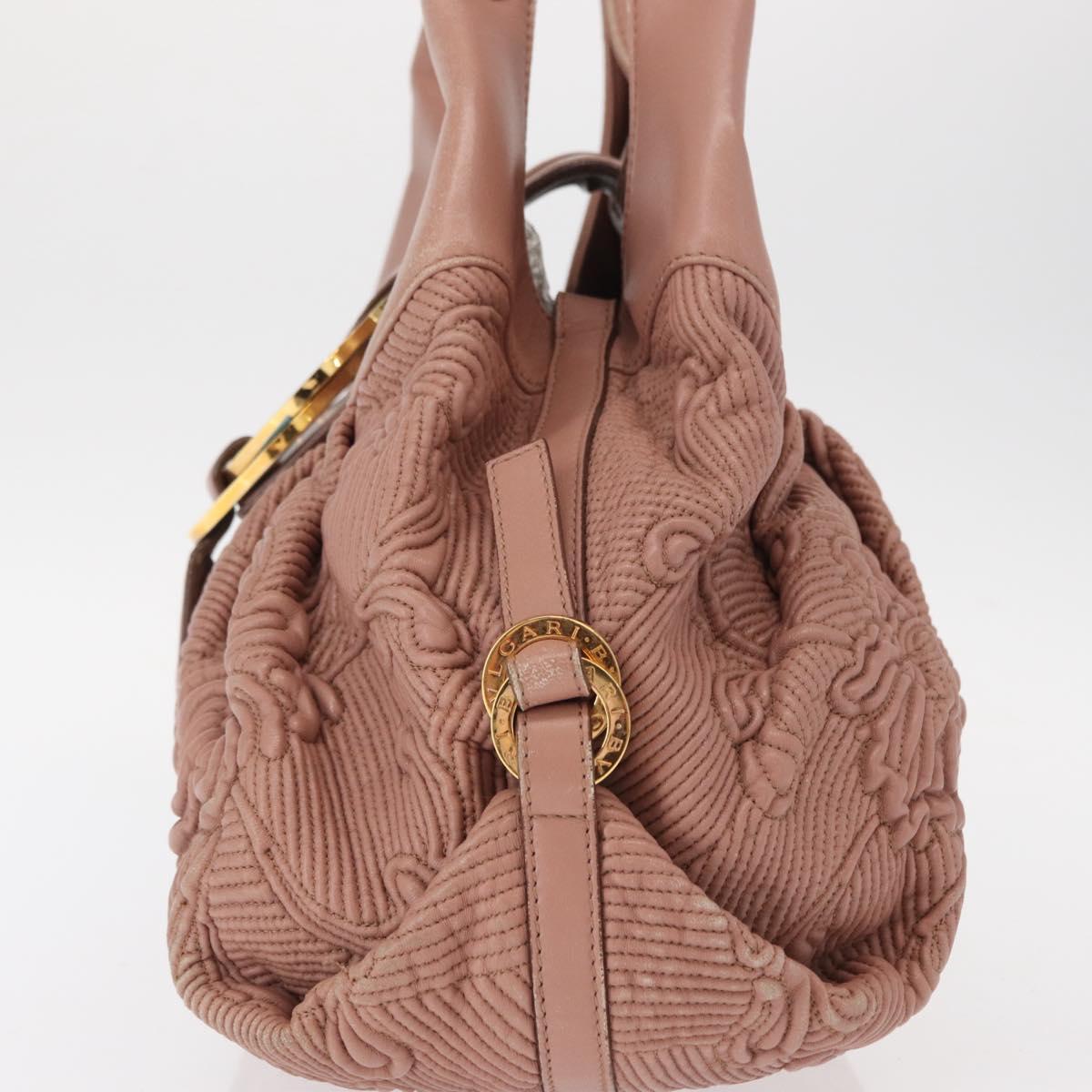 BVLGARI Chandra Shoulder Bag Leather Pink Gold Auth 155952