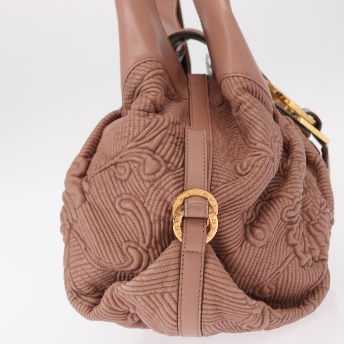 BVLGARI Chandra Shoulder Bag Leather Pink Gold Auth 155952