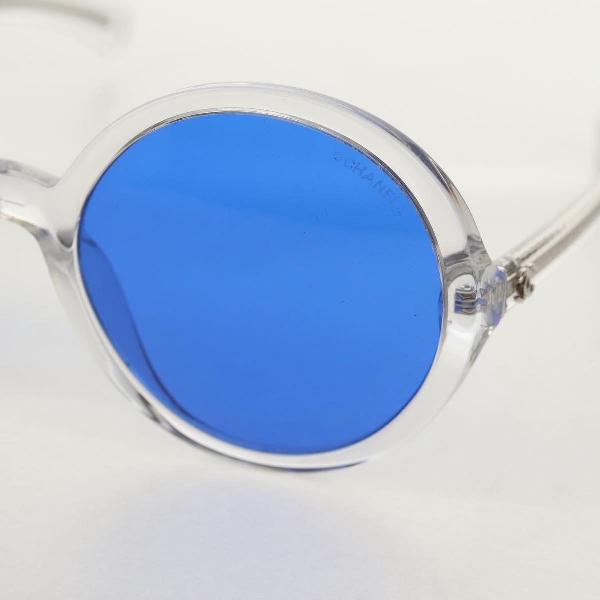CHANEL Sunglasses plastic Blue CC Auth 155953M