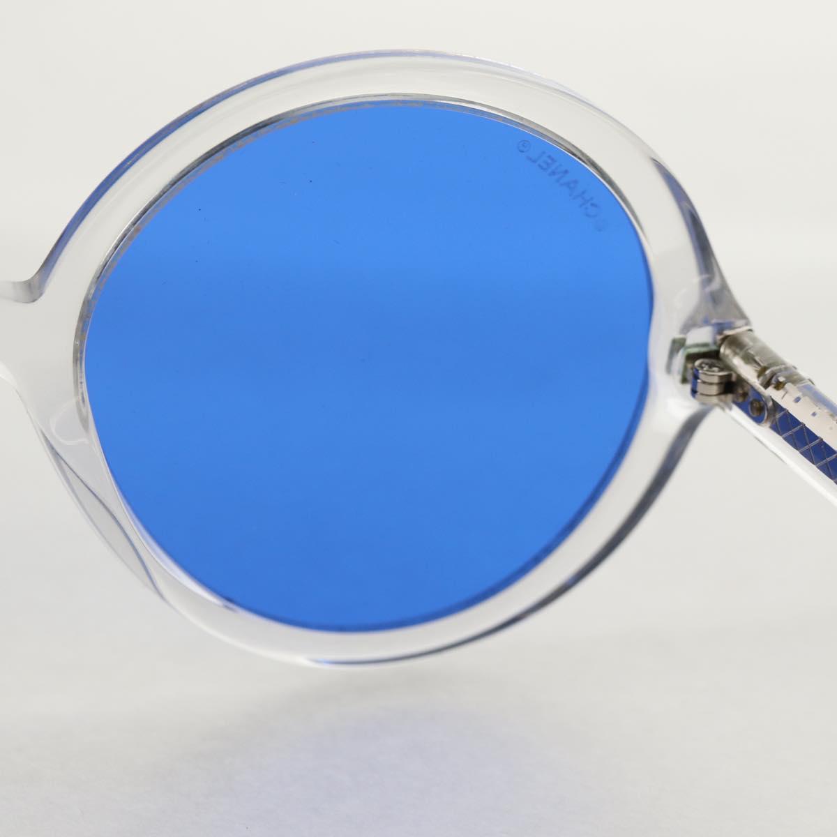 CHANEL Sunglasses plastic Blue CC Auth 155953M