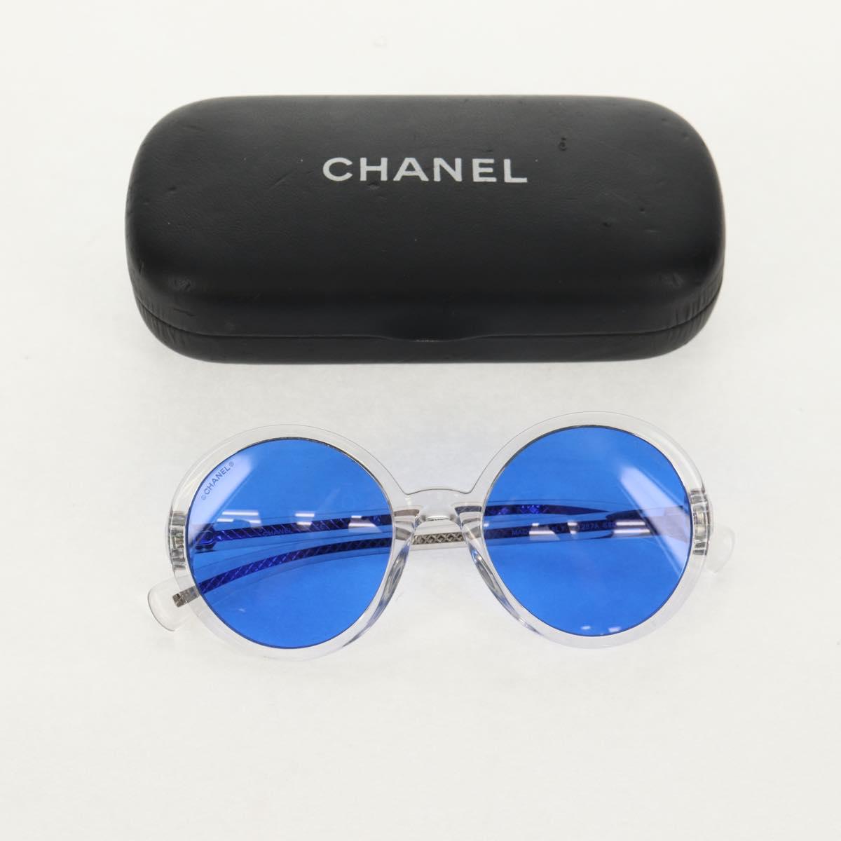 CHANEL Sunglasses plastic Blue CC Auth 155953M