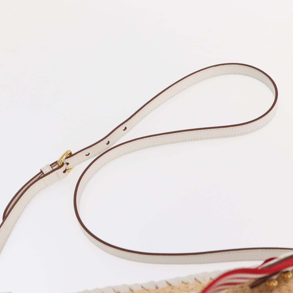 PRADA Shoulder Bag Saffiano leather Raffia Beige Gold Auth 155954SAM