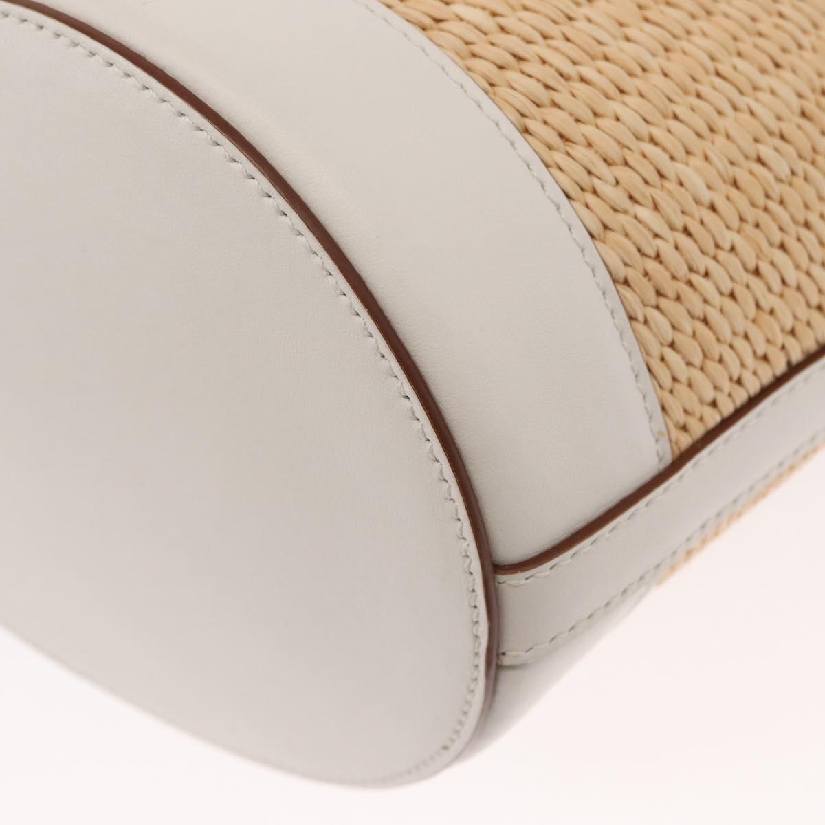 PRADA Shoulder Bag Saffiano leather Raffia Beige Gold Auth 155954SAM