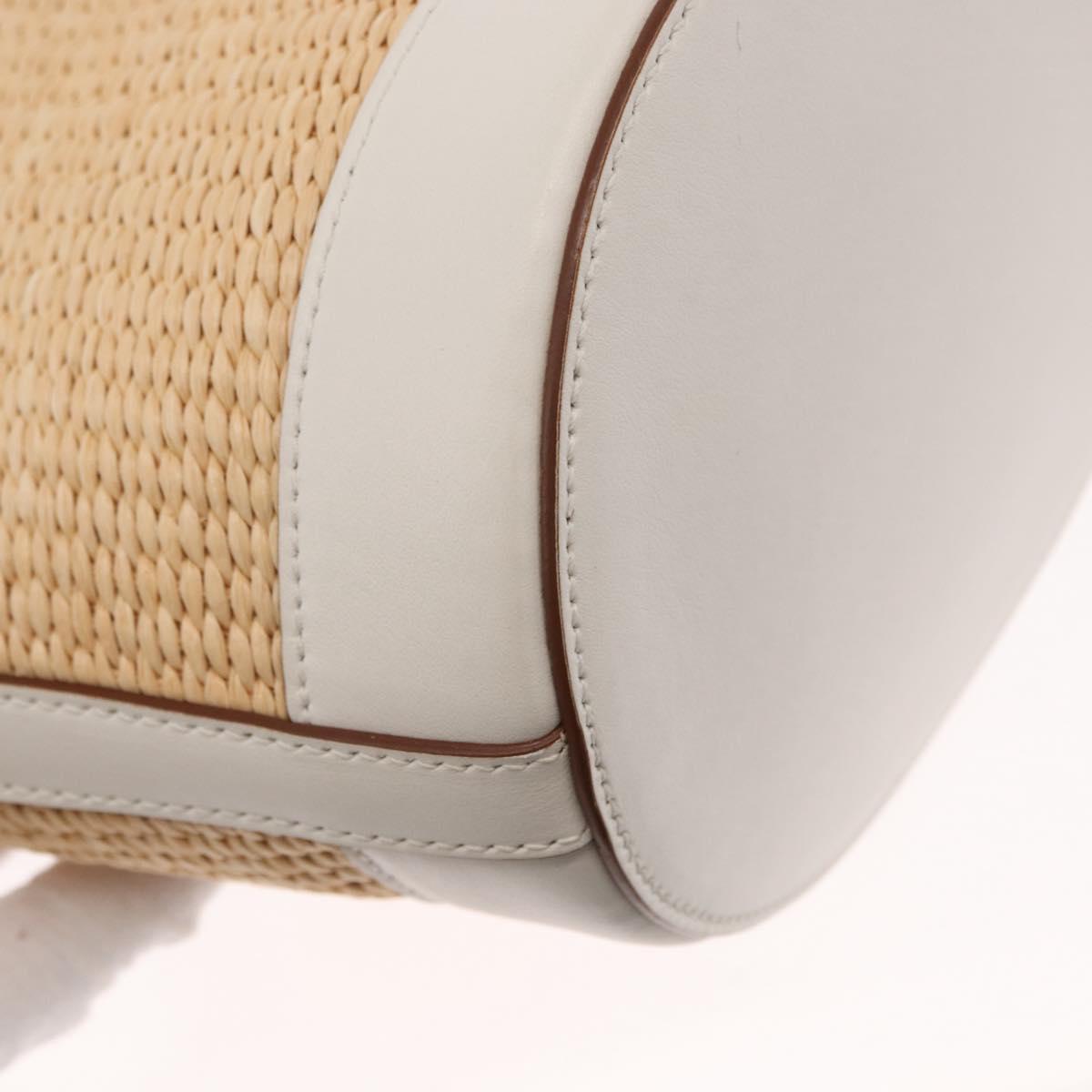 PRADA Shoulder Bag Saffiano leather Raffia Beige Gold Auth 155954SAM