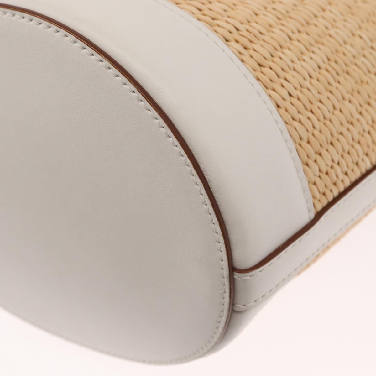 PRADA Shoulder Bag Saffiano leather Raffia Beige Gold Auth 155954SAM