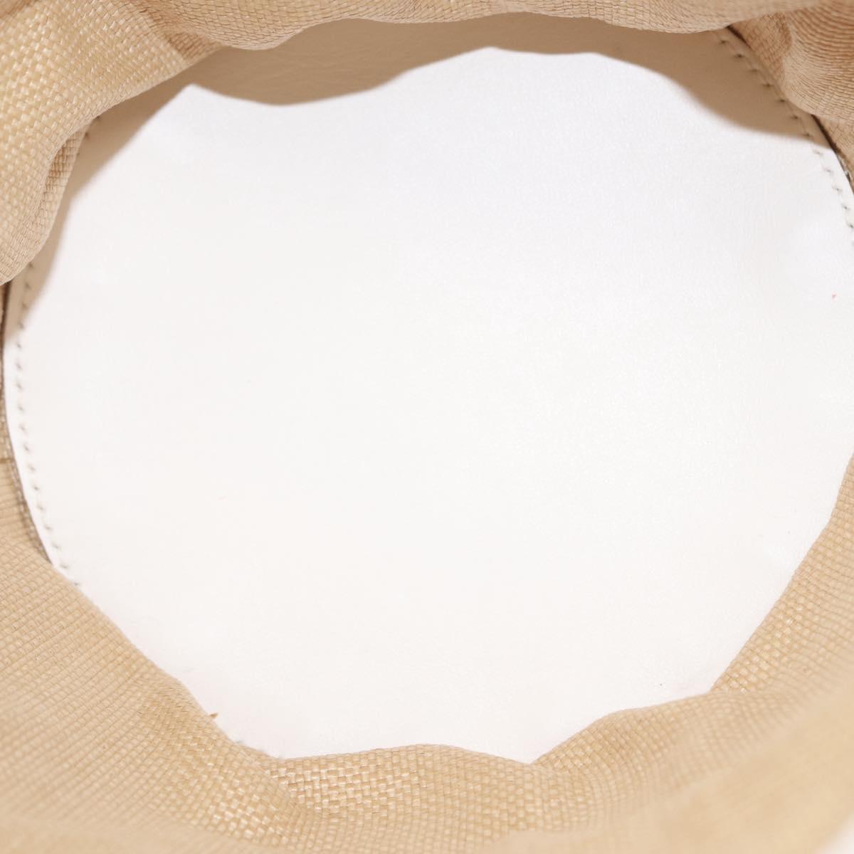 PRADA Shoulder Bag Saffiano leather Raffia Beige Gold Auth 155954SAM