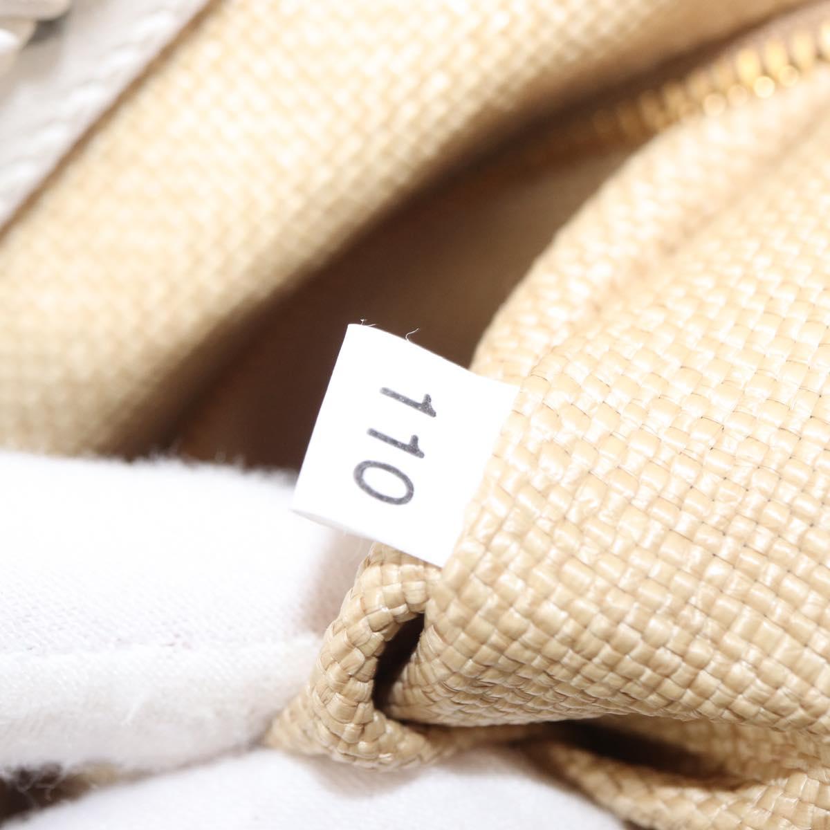 PRADA Shoulder Bag Saffiano leather Raffia Beige Gold Auth 155954SAM