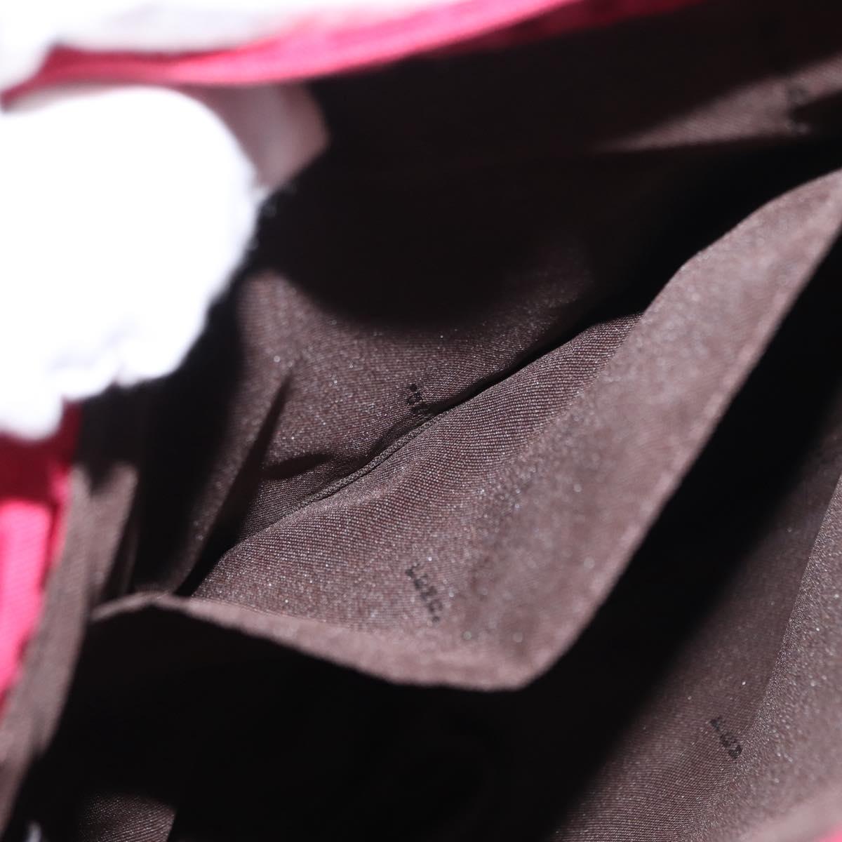 FENDI Zucchino Canvas Shoulder Bag Red Silver Auth 155957V