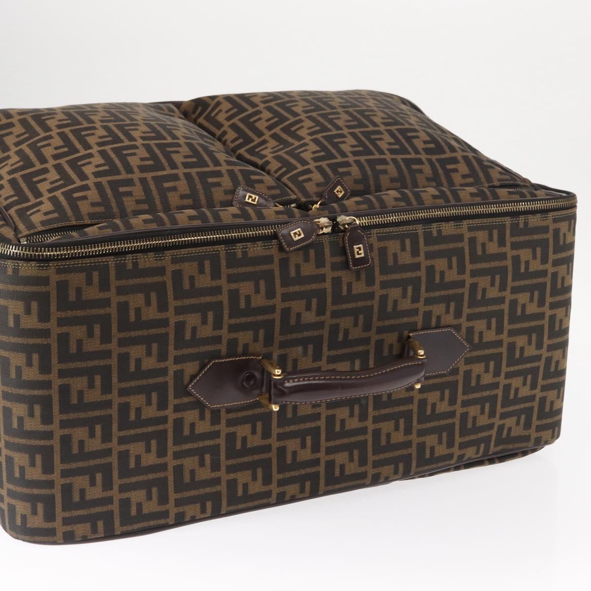 FENDI Carry Case Zucca Canvas Trunk Black Brown Auth 155959SAV