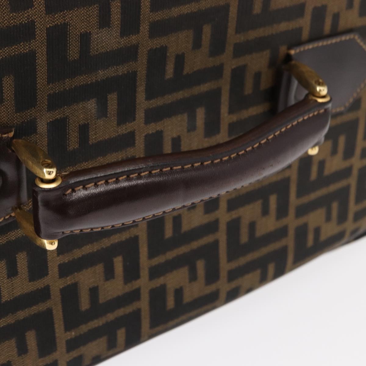 FENDI Carry Case Zucca Canvas Trunk Black Brown Auth 155959SAV