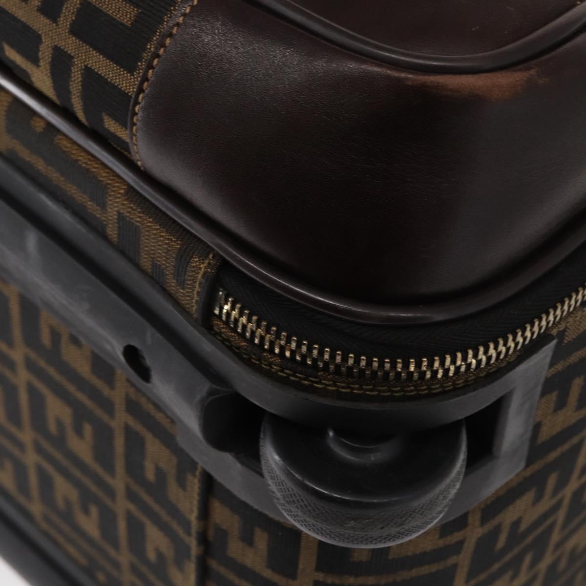 FENDI Carry Case Zucca Canvas Trunk Black Brown Auth 155959SAV