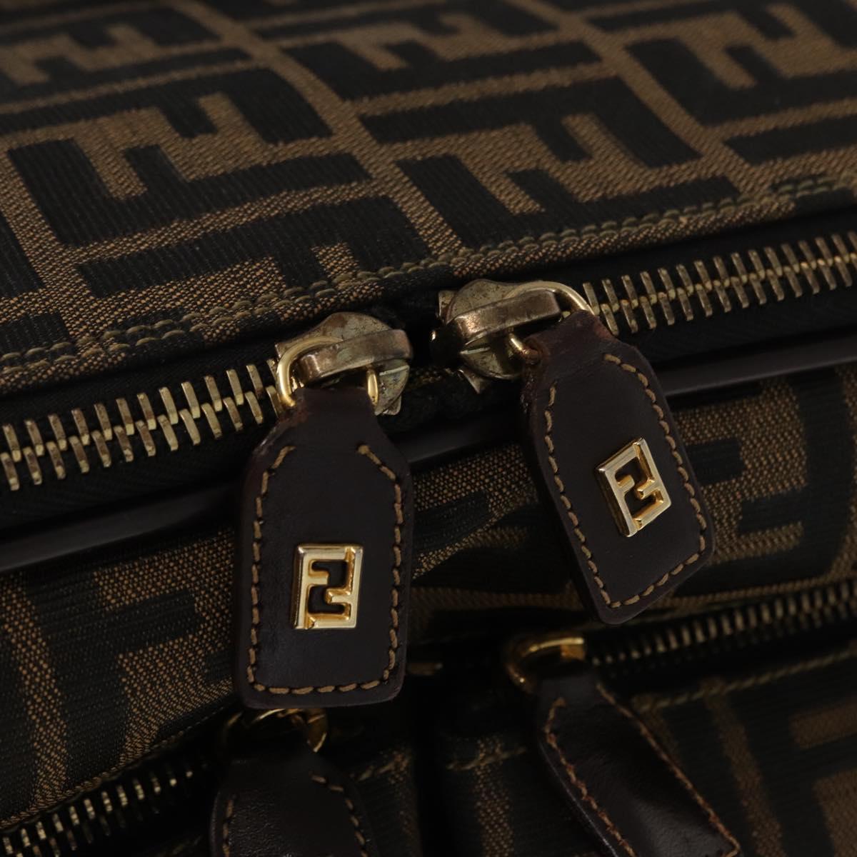 FENDI Carry Case Zucca Canvas Trunk Black Brown Auth 155959SAV