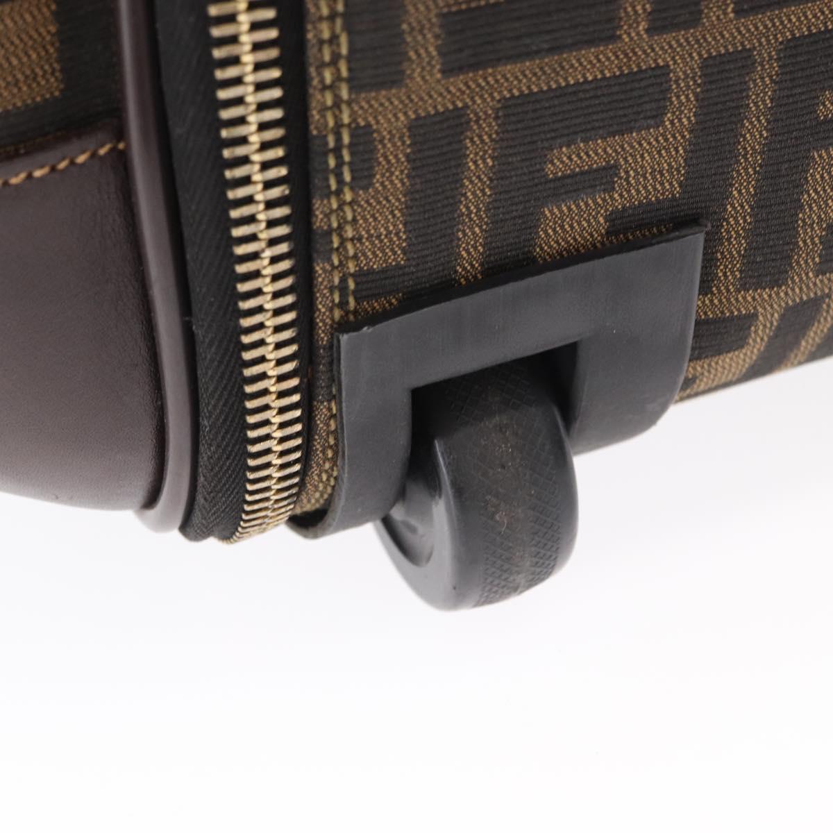 FENDI Carry Case Zucca Canvas Trunk Black Brown Auth 155959SAV