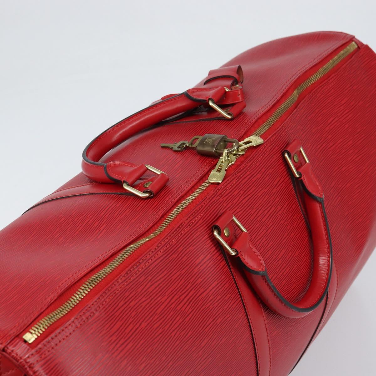 LOUIS VUITTON Epi Keepall 55 Boston Bag Red M42957 LV Auth 155970