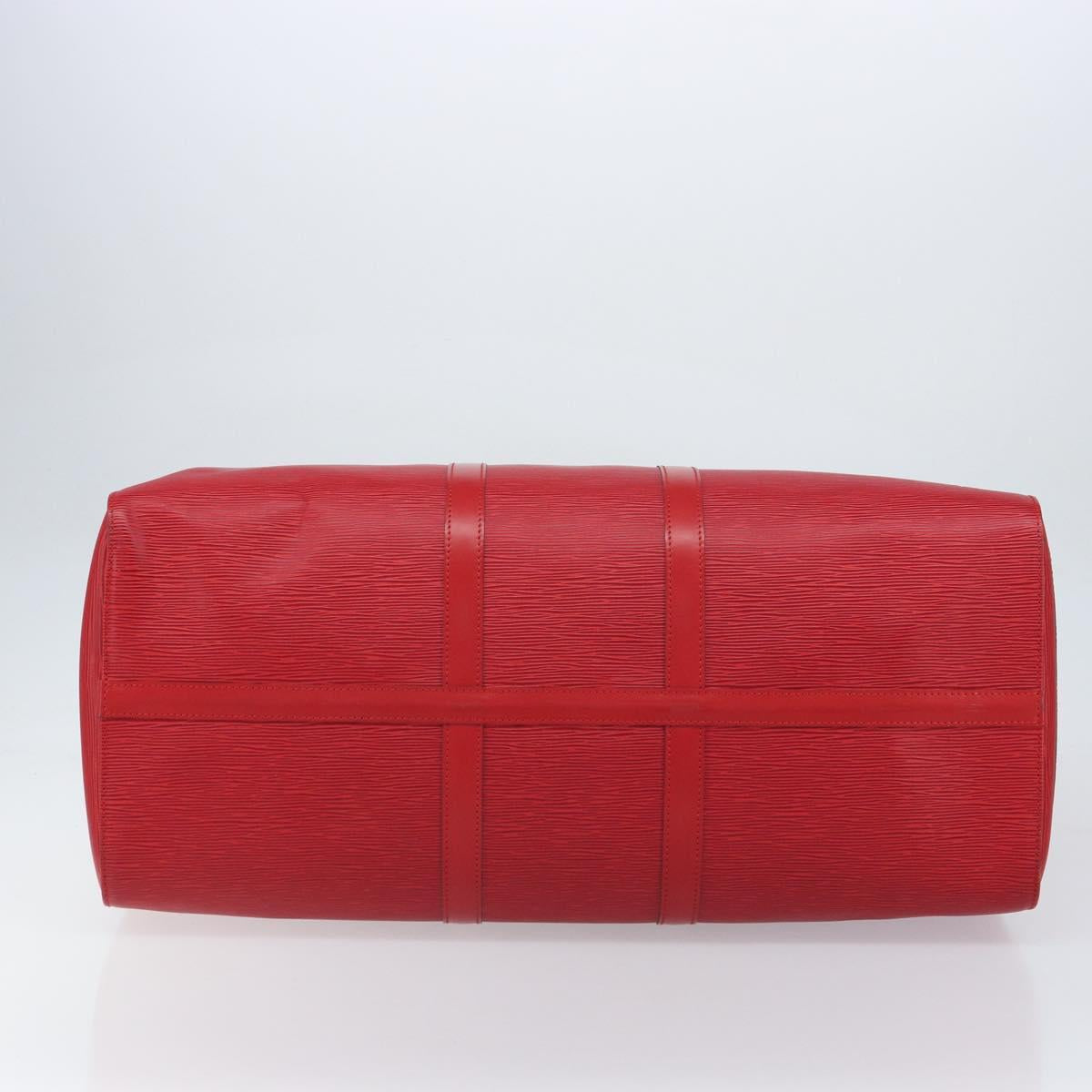 LOUIS VUITTON Epi Keepall 55 Boston Bag Red M42957 LV Auth 155970