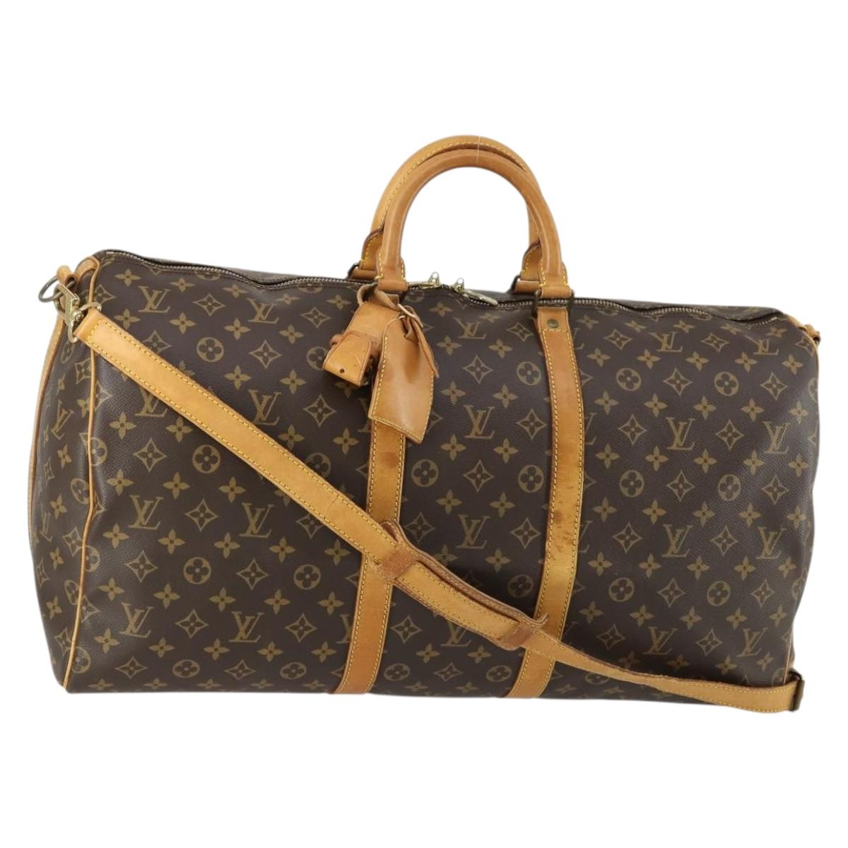 LOUIS VUITTON Monogram Keepall Bandouliere 55 Boston Bag M41414 LV Auth 155996