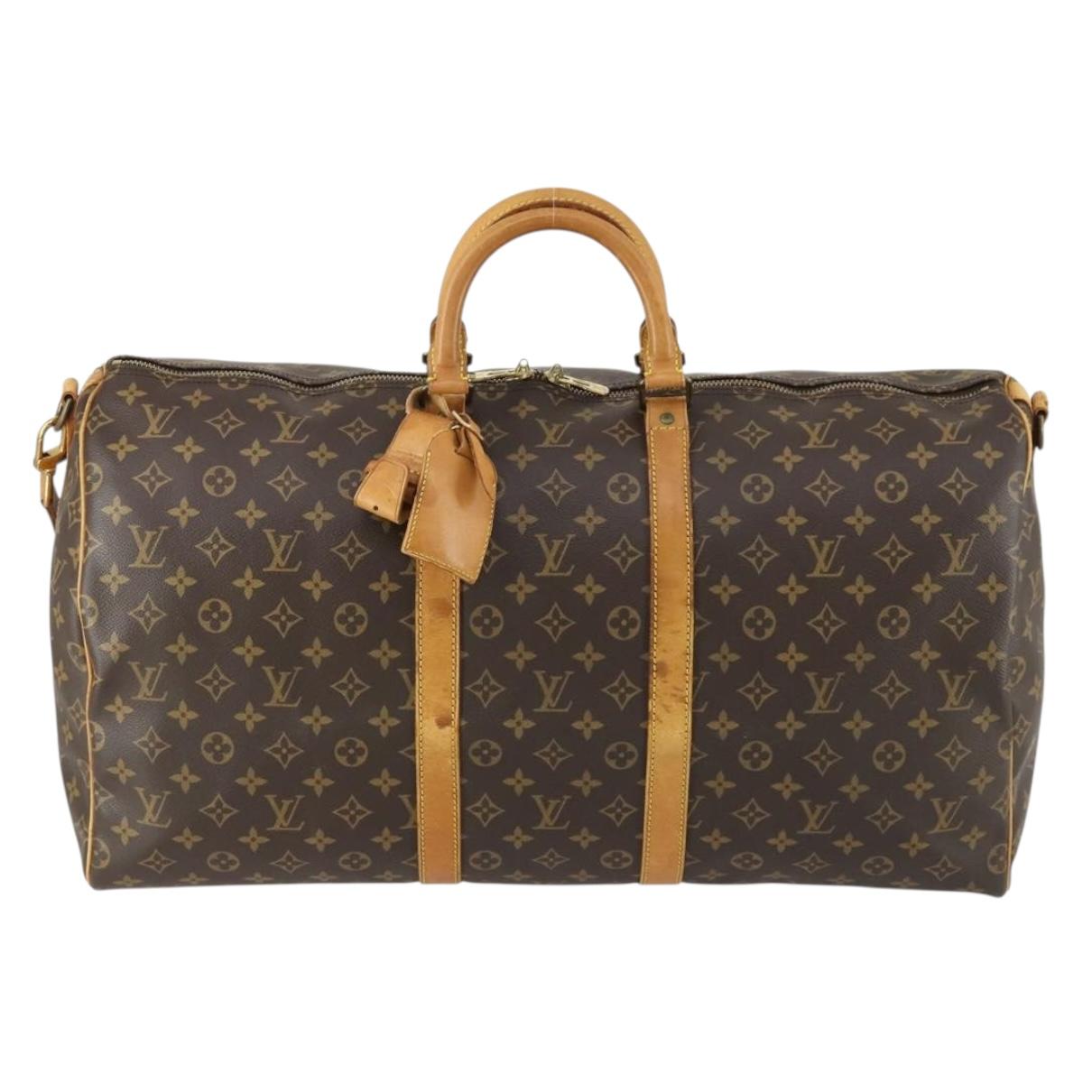 LOUIS VUITTON Monogram Keepall Bandouliere 55 Boston Bag M41414 LV Auth 155996