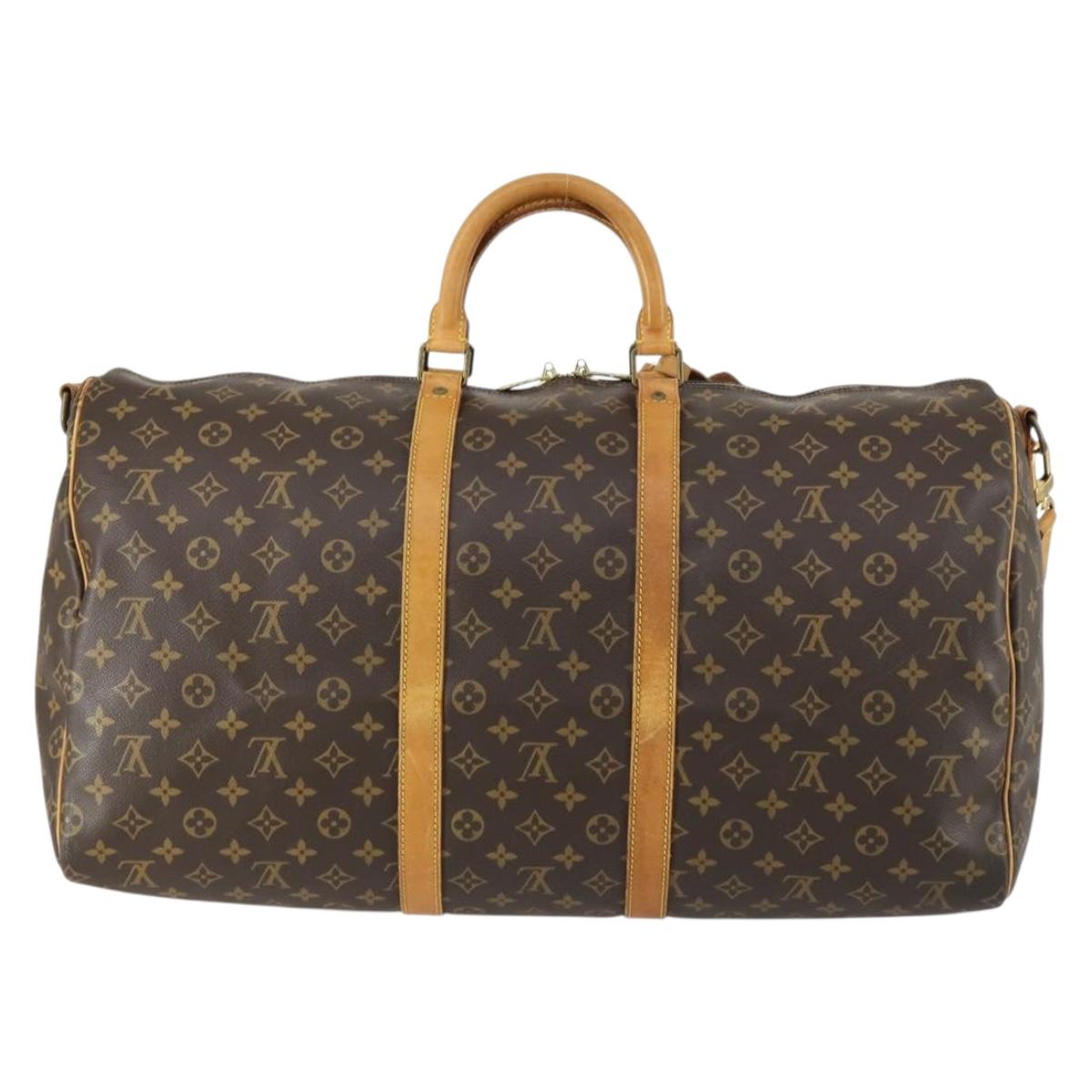 LOUIS VUITTON Monogram Keepall Bandouliere 55 Boston Bag M41414 LV Auth 155996