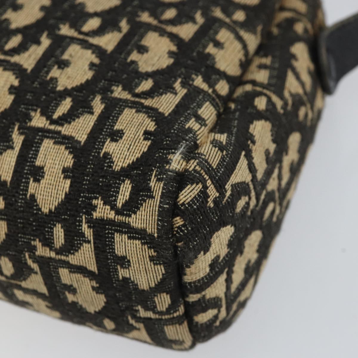 Christian Dior Trotter Canvas Shoulder Bag Black Gold Auth 155999