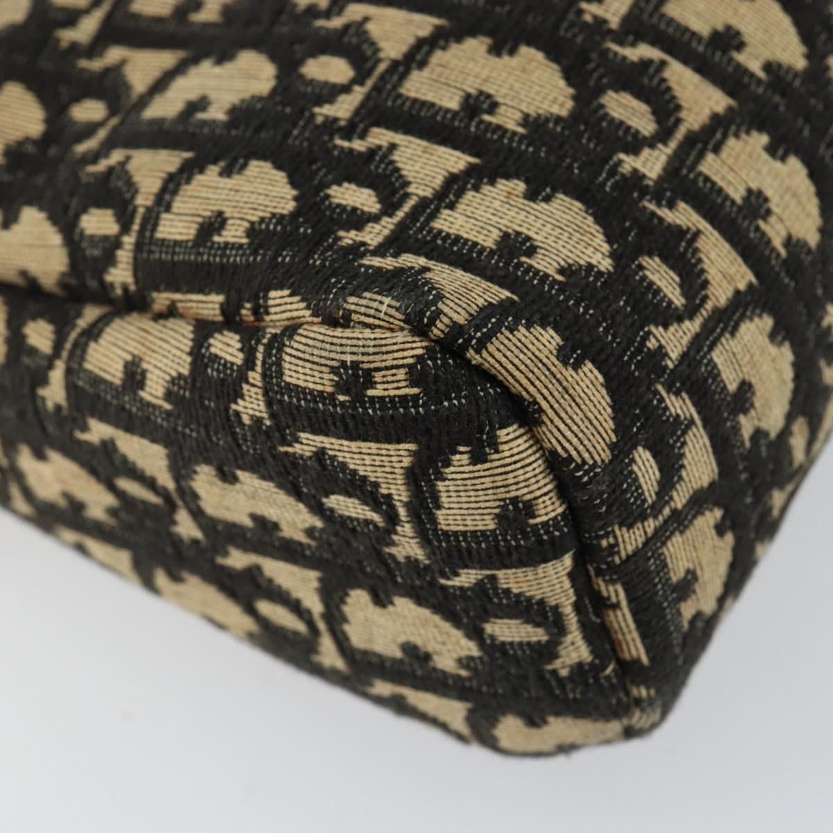 Christian Dior Trotter Canvas Shoulder Bag Black Gold Auth 155999