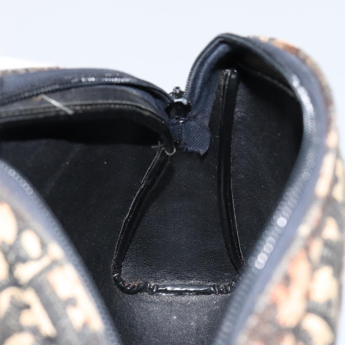 Christian Dior Trotter Canvas Shoulder Bag Black Gold Auth 155999